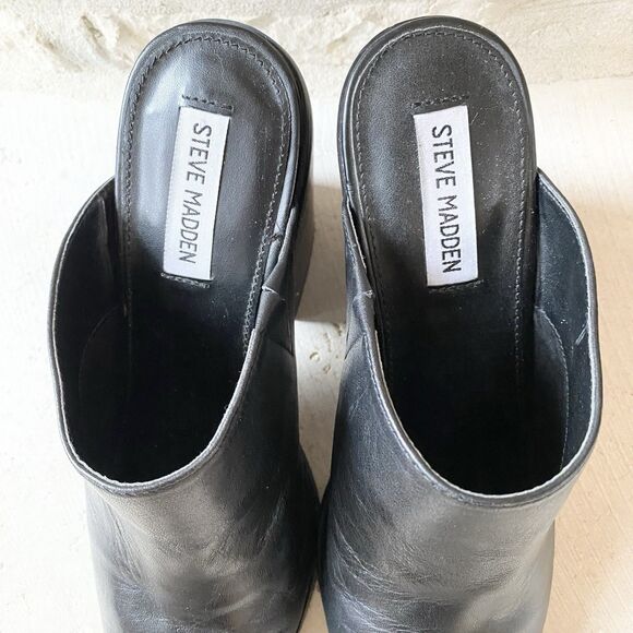 STEVE MADDEN Savina Western Black Leather Pointed Toe Mules‎ MSRP $100 Size 10M - Picture 4 of 7